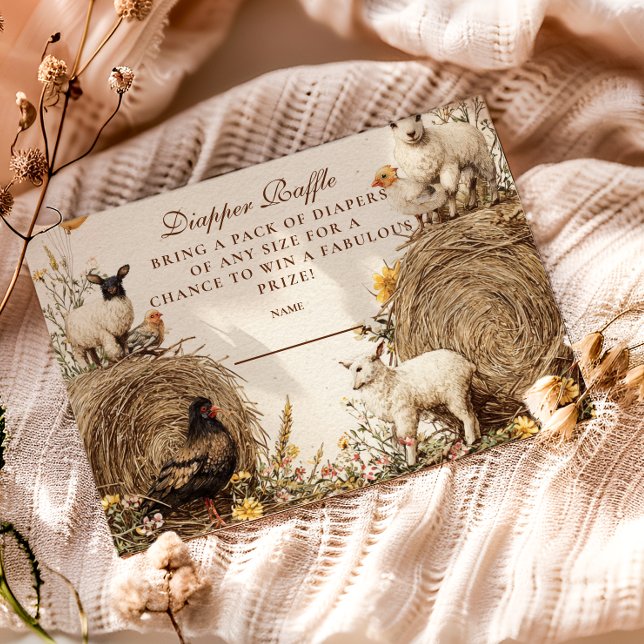Cartão De Informações Pastoral Countryside Barn Diapper Raffle (Criador carregado)