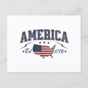 Cartão De Informações Patriotic American Flag USA Est 1776 4th de julho