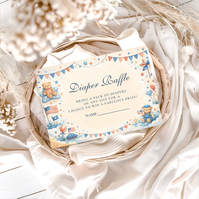 Cartão De Informações Patriotic Stars & Stripes Diapper Raffle (Criador carregado)