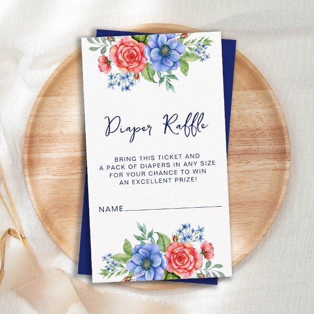 Cartão De Informações Patriótico Vermelho Branco Azul Fralda Raffle Baby (Criador carregado)