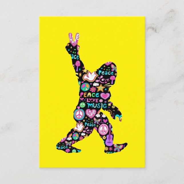 Cartão De Informações Pé Grande de Paz Hippie Engraçado Pé Grande (Frente)