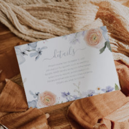 Cartão De Informações Peach Fuzz Dusty Blue Trendy Detalhes do Casamento