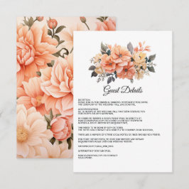 Cartão De Informações Peach Fuzz Floral Weding Guest Details