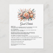 Peach Fuzz Floral Weding Guest Details