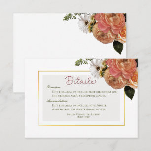 Cartão De Informações Peach Mimosa Blooms Detalhes Florais De Casamento