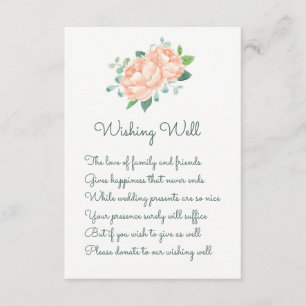 Cartão De Informações Peach Peony Weding Wishing Cards