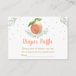 Cartão De Informações Peach Raffle Fralda Floral Dourada