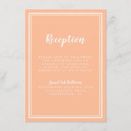 Cartão De Informações Peach Wedding Simple Modern Reception Tradicional