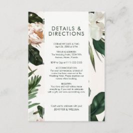 Cartão De Informações Peach White Peonies e Green Deixa Casamento Floral