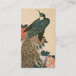 Cartão De Informações Peacock e Peonies por Casamento Hiroshige