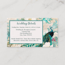 Peacocks e Flores Teal, Marfim e Casamento Dourado