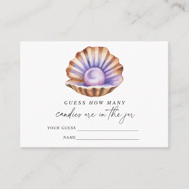 Cartão De Informações Pearl baby shower Guess how many candies (Frente)
