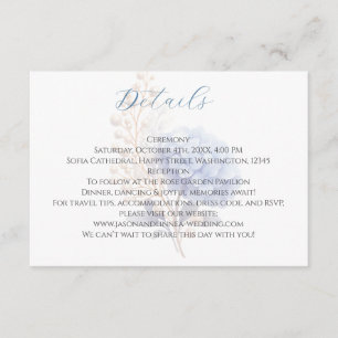 Cartão De Informações Pearl Hydrangea Blue Waterercolor Casamento Românt