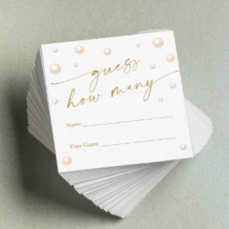 Cartão De Informações Pearls O Chá de panela Prosecco Adivinha Quantos J