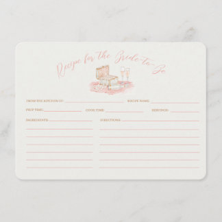 Cartão De Informações Pearls & Prosecco Bridal Shower Recipe Card