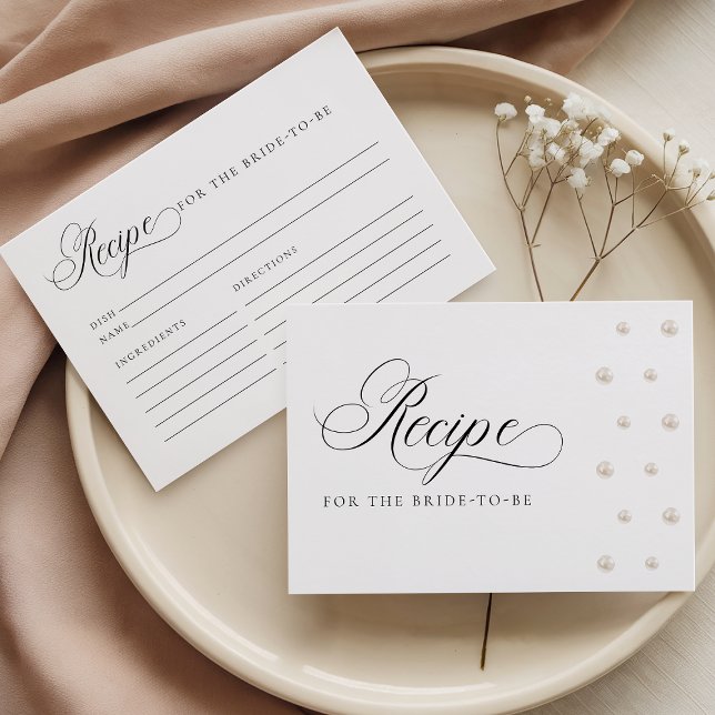Cartão De Informações Pearls Recipe Card for the Bride to Be (Criador carregado)