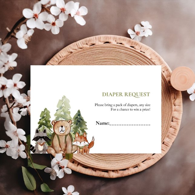 Cartão De Informações Pedido de espingardas de fralda de Woodland Animal (Criador carregado)