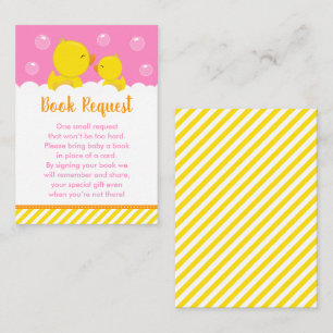 Cartão De Informações Pedido de Livro Amarelo e Rosa Pato de Borracha