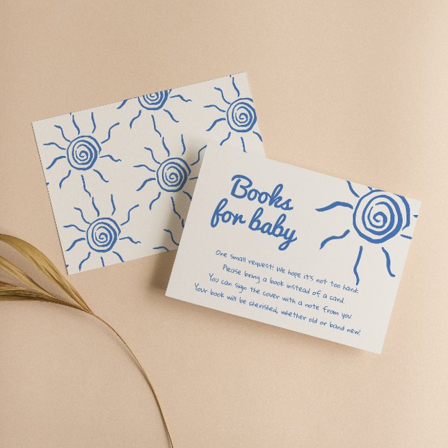 Cartão De Informações Pedido de Livro Azul Desenhado à Mão Here Comes Th (Criador carregado)