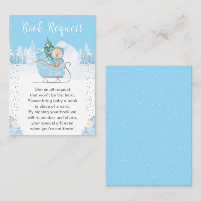 Cartão De Informações Pedido de Livro Azul do Urso Inverno (Frente/Verso)