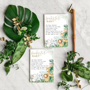 Cartão De Informações Pedido de livro de Baby Shower Safari Baby Animals