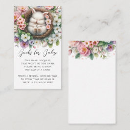 Cartão De Informações Pedido de livro de chá de bebê coelho floral rosa 