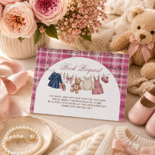 Cartão De Informações Pedido de Livro de Chá de Bebê com Roupas Cor-de-R