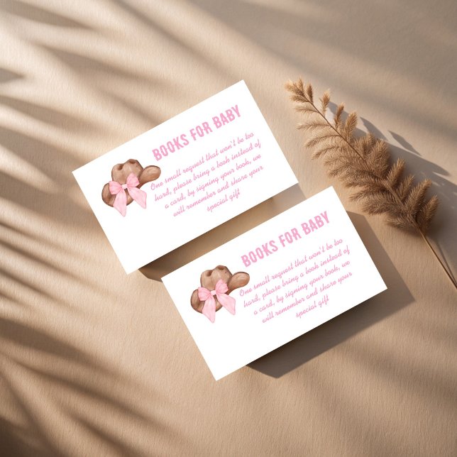 Cartão De Informações Pedido de livro de chá de bebê cowgirl (Cowgirl western baby shower book request enclosure card bow books for baby cards)