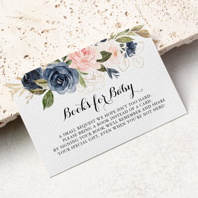 Cartão De Informações Pedido de Livro de Chá de fraldas Floral Elegante  (Criador carregado)