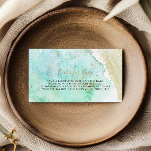 Cartão De Informações Pedido de Livro de Chás de Bebê Simples em Dourado