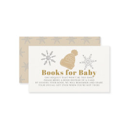 Cartão De Informações Pedido de Livro de Chuvada de Bebê com Gorro Bege
