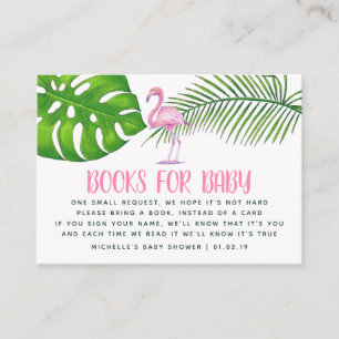 Cartão De Informações Pedido de Livro de Chuveiro de Bebê Flamingo com A