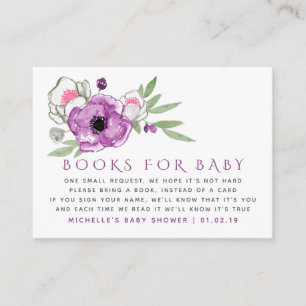 Cartão De Informações Pedido de Livro de Chuvinha de Bebê Floral Violeta