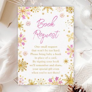 Cartão De Informações Pedido de Livro de Inverno com Flocos de Neve Rosa