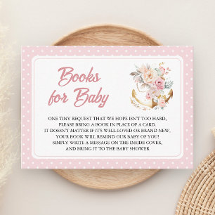 Cartão De Informações Pedido de livro de menina náutica âncora floral bo