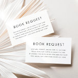 Cartão De Informações Pedido de Livro de Tipografia Minimalista Preta<br><div class="desc">Peça aos hóspedes que tragam um livro em vez de um cartão com este cartão personalizável de solicitação de livro. Apresenta tipografia minimalista. Personalize adicionando seus detalhes. Este cartão de pedido de livro minimalista é perfeito para qualquer tema ou estação do chá de fraldas.</div>