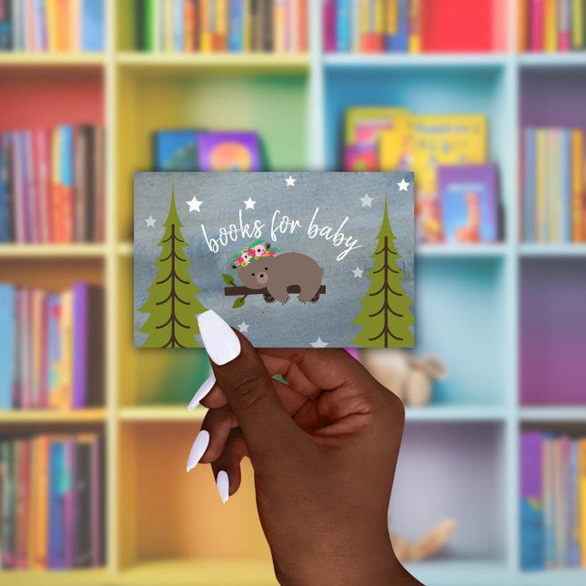 Cartão De Informações Pedido de Livro Floral Neutral do Bebê Sonolento (Criador carregado)