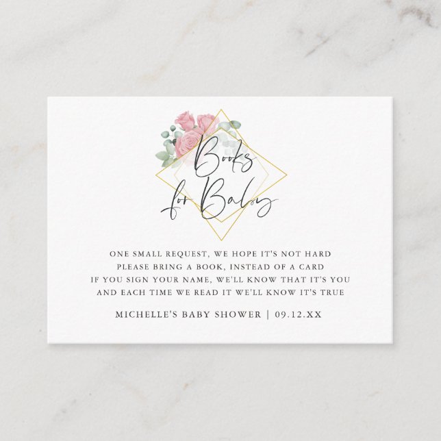 Cartão De Informações Pedido de Livro Geométrico de Chás de fraldas Euca (Frente)