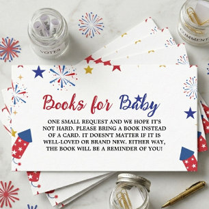 Cartão De Informações Pedido de Livro para Chuvinha de Bebê de 4 de Julh