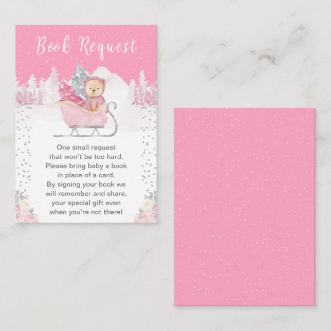 Cartão De Informações Pedido de Livro Rosa-Rosa do Urso Inverno (Frente/Verso)