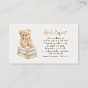 Cartão De Informações Pedido de Livro Urso Teddy Neutro Chá de Bebê Boho