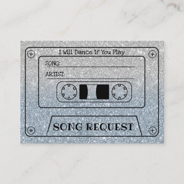 Cartão De Informações Pedido de Música de Casamento Inserir Brilho Azul  (Frente)