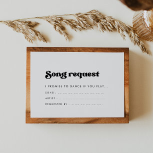 Cartão De Informações Pedido de música retrô elegante preto e branco