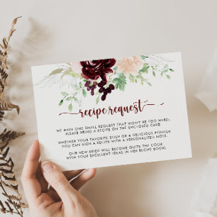 Cartão De Informações Pedido de Receita de Casamento Clássico Colorido S