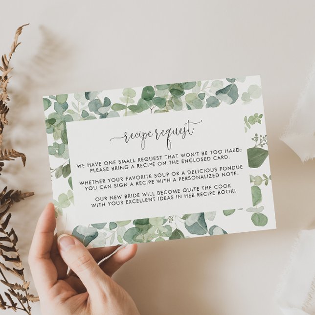 Cartão De Informações Pedido de receita de casamento com eucalipto geomé (Criador carregado)