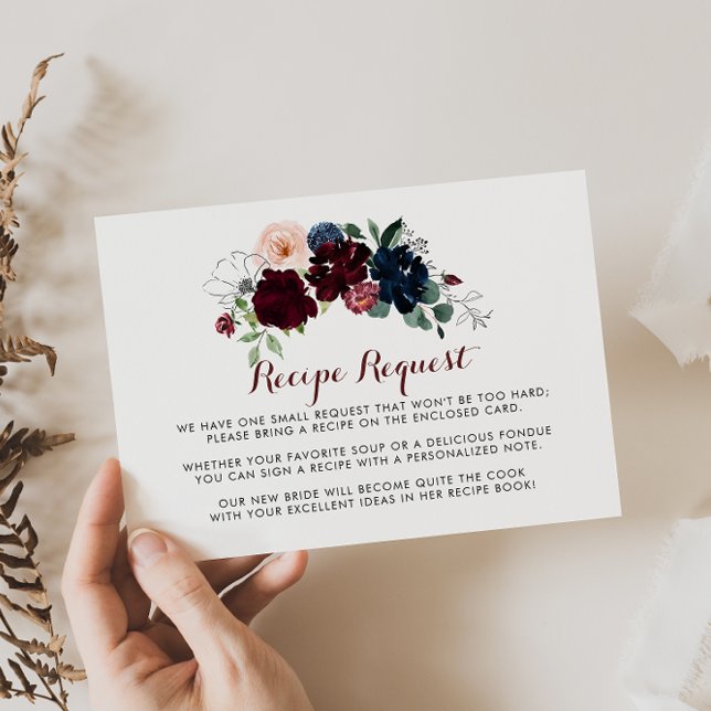 Cartão De Informações Pedido de receita de casamento floral boho de luxo (Criador carregado)
