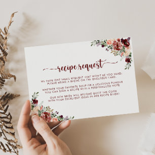 Cartão De Informações Pedido de Receita de Casamento Floral de Verão Rús