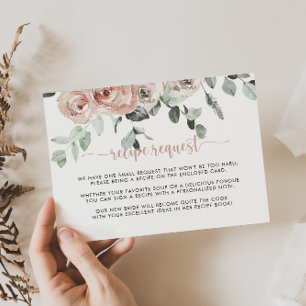 Cartão De Informações Pedido de Receita de Casamento Floral Rosa Clássic