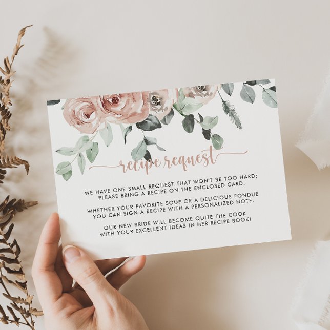 Cartão De Informações Pedido de Receita de Casamento Floral Rosa Clássic (Criador carregado)