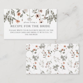 Cartão De Informações Pedido de Receita para Chá de Noiva Flor Selvagem